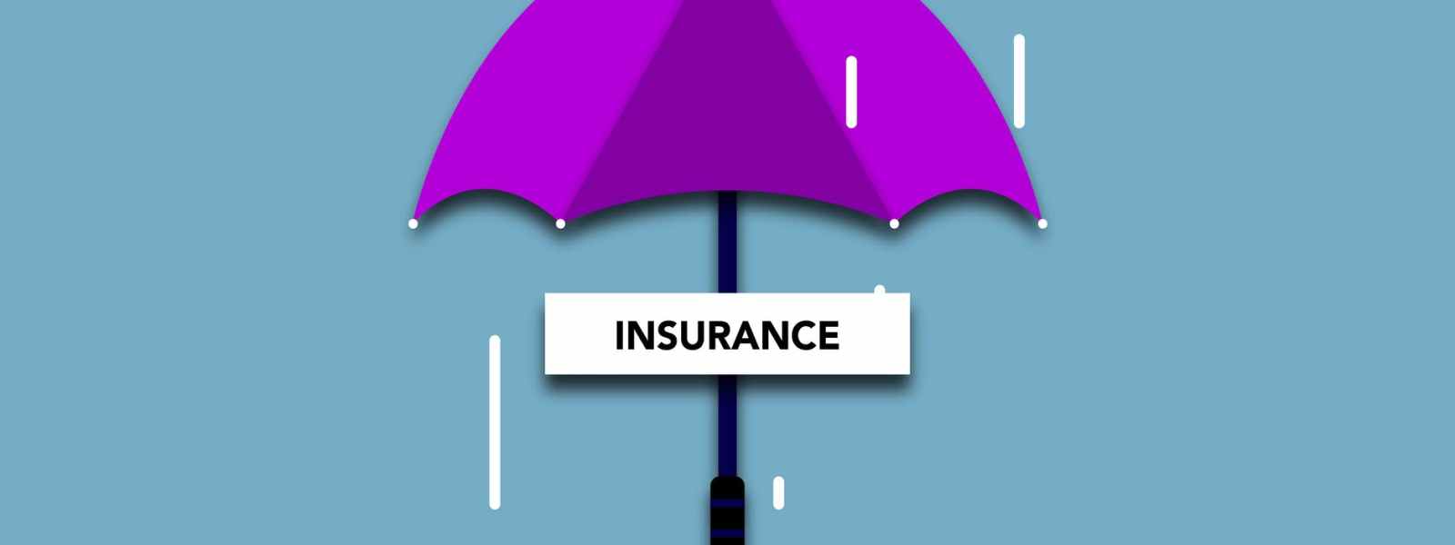cutout paper appliques of insurance inscription under umbrella
