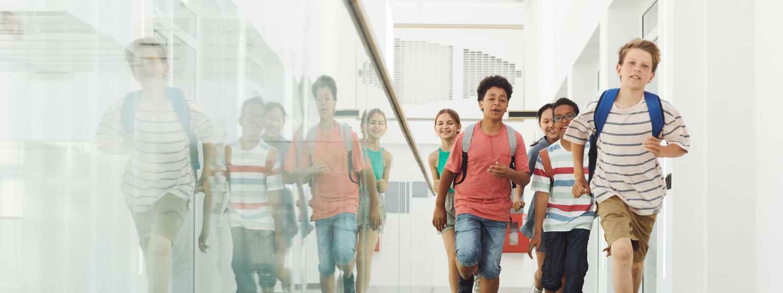 children running in the hallway